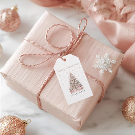 Etiqueta Para Presente Árvore de Natal Modern Blush – Férias Personalizad