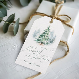 Etiqueta Para Presente Árvore de Natal Moderno Script Feliz Natal