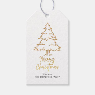 Etiqueta Para Presente Árvore de Natal Moderno Script Feliz Natal Feriado