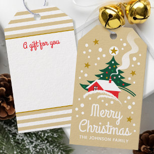 Etiqueta Para Presente Árvore de Natal Nome Personalizado Neve Festiva Do