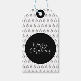 Etiqueta Para Presente Árvore de Natal Personalizada Preto e Branco