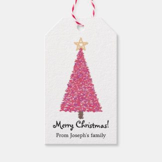 Etiqueta Para Presente Árvore de natal rosa