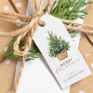 Etiqueta Para Presente Árvore de Natal Rústica Personalizada
