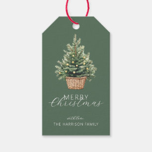 Etiqueta Para Presente Árvore de Natal Rústica Personalizada com Foto
