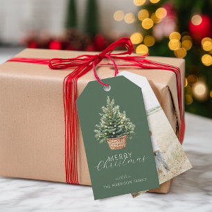 Etiqueta Para Presente Árvore de Natal Rústica Personalizada com Foto