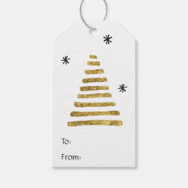 Etiqueta Para Presente Árvore de Natal simples em dourado e preto para e 