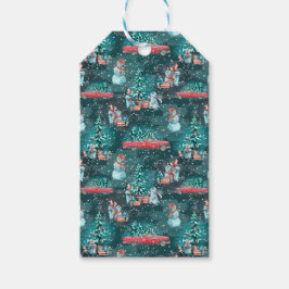 Etiqueta Para Presente Árvore de Natal, Snowmen e Bunnies