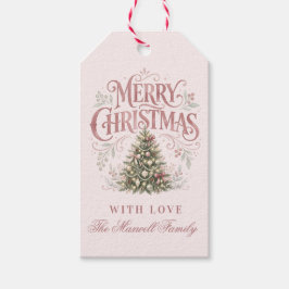 Etiqueta Para Presente Árvore de Natal Tradicional Rosa | Pinkmas