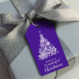 Etiqueta Para Presente Árvore de Natal ultra violeta e branca
