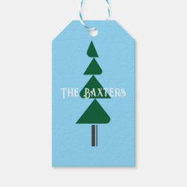 Etiqueta Para Presente Árvore de Natal Verde Chic Minimalista Abstrata