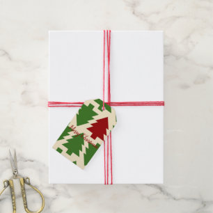 Etiqueta Para Presente Árvore de Natal Verde e Vermelha