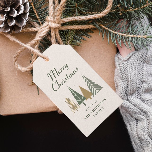 Etiqueta Para Presente Árvore de Natal Verde Feliz (Criador carregado)