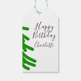 Etiqueta Para Presente Árvore de Natal verde feliz aniversário Dezembro i