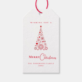 Etiqueta Para Presente Árvore de Natal Vermelho Moderno Glam Trendy