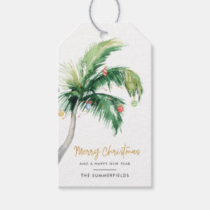 Etiqueta Para Presente Árvore de Palmeira Decorada Natal Família