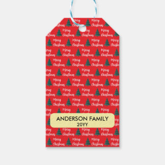 Etiqueta Para Presente Árvore de pinos personalizada e Feliz Natal