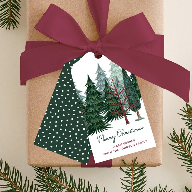 Etiqueta Para Presente Árvore do Pinheiro de Natal Russo (Rustic Christmas Pine Tree Gift Tags)