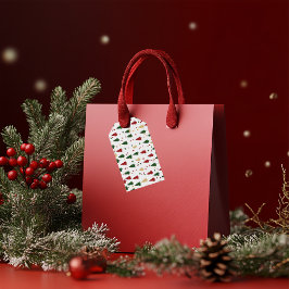 Etiqueta Para Presente Árvore Natal Festiva Vermelho, Verde e Dourado