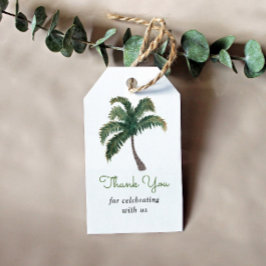 Etiqueta Para Presente Árvore Palm Watercolor Obrigado