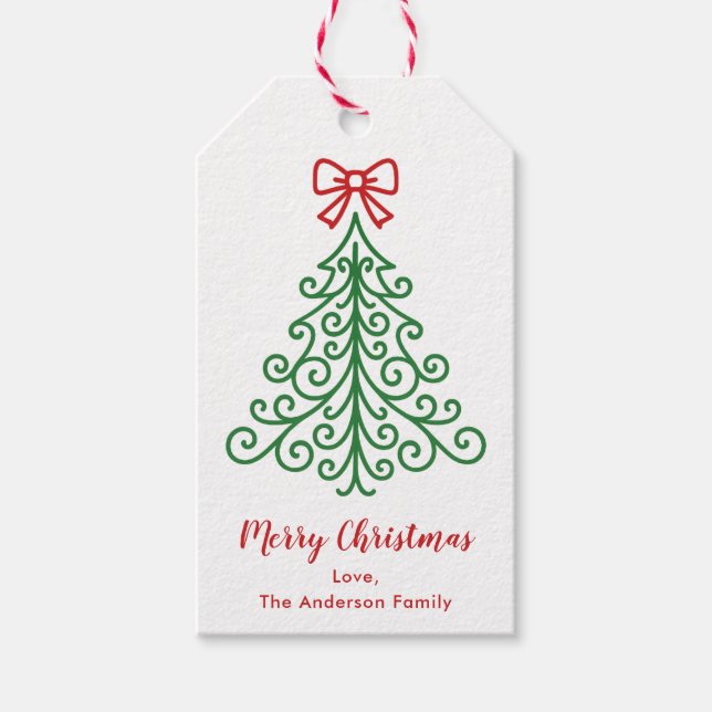 Etiqueta Para Presente Árvore simples com Natal moderno Arco (Frente)