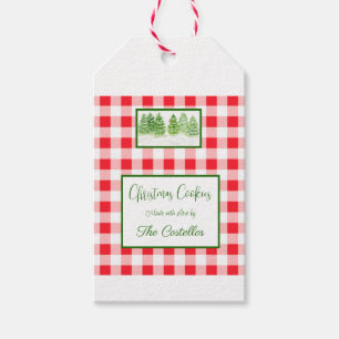 Etiqueta Para Presente Árvores de Inverno em Aquarela Biscoitos Xadrez Ve