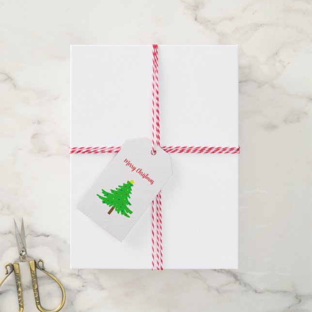 Etiqueta Para Presente Árvores de Natal Alegre Festivas (Com cordão)