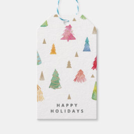 Etiqueta Para Presente Árvores de Natal Coloridas
