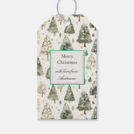 Etiqueta Para Presente Árvores de Natal Creme Verde