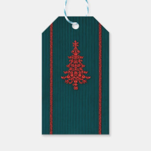 Etiqueta Para Presente Árvores de Natal de Cristal Azul e Vermelho