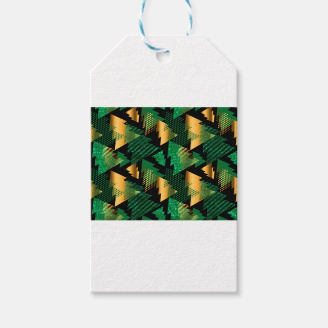 Etiqueta Para Presente árvores de natal de ouro negro (Frente)