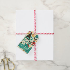 Etiqueta Para Presente Árvores de Natal e renas caprichosas