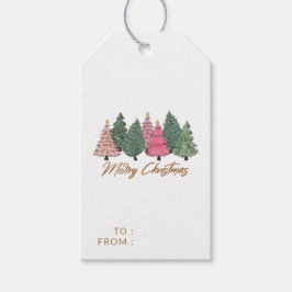 Etiqueta Para Presente Árvores de Natal Elegante Aquarela Personalizadas