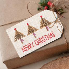 Etiqueta Para Presente Árvores de Natal Rustic Linen - Escandinávia Cozy