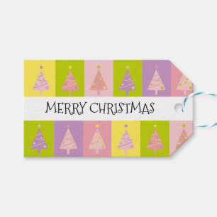 Etiqueta Para Presente Árvores Rosa de Natal Bonitas