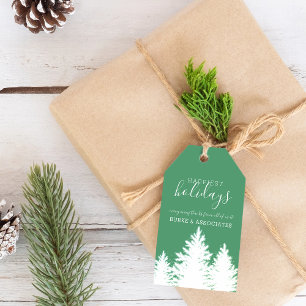 Etiqueta Para Presente Árvores Silhueta de Inverno Férias Personalizadas