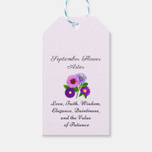 Etiqueta Para Presente Aster de Flor do Mês de Nascimento Personalizado