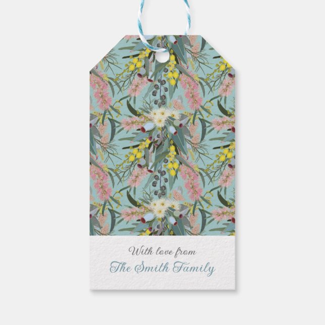 Etiqueta Para Presente Aussie Native Bush Blooms Summer Blue (Verso)