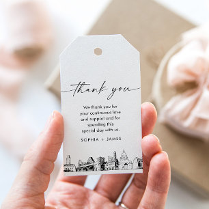 Etiqueta Para Presente Austin Skyline Wedding Obrigado Marca Favorável