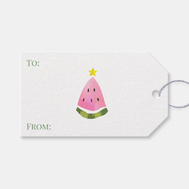 Etiqueta Para Presente Australian Summer Watermelon Christmas Tree  (Frente (horizontal))