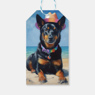 Etiqueta Para Presente australiano Kelpie on Beach, cão amante presente d