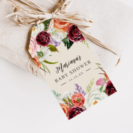 Etiqueta Para Presente Autumn Boho Blooms Personalizado Chá de fraldas