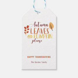 Etiqueta Para Presente Autumn Deixa Pumpkin Feliz Ação de Graças