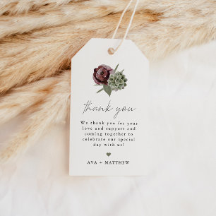 Etiqueta Para Presente AVA Boho Burgundy - Suculto Floral Obrigado