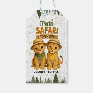 Etiqueta Para Presente Aventuras Gêmeas Safari Festa de Aniversário Menin