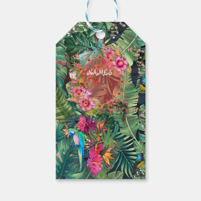 Etiqueta Para Presente Aves Tropicais do Paraíso (Frente)