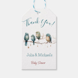 Etiqueta Para Presente Aves Whimsical em Ramais Chá de fraldas de Pastel