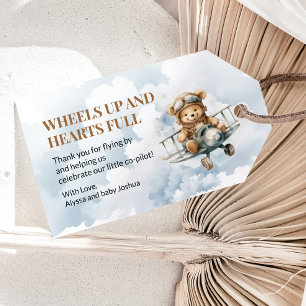 Etiqueta Para Presente Avião de Urso de Pelúcia Wheels Up Chá de Bebê