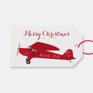 Etiqueta Para Presente Avião Vintage Vermelho Marcha Presente de Natal