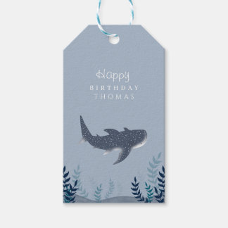 Etiqueta Para Presente Azul Adorável Sob o Mar Manta Ray Aniversário