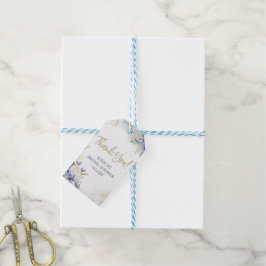 Etiqueta Para Presente Azul Branco Dourado, Floral Rosa Watercolor Obriga